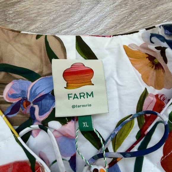 NWT Farm Rio Greek Garden Quilted Tie Coat Floral Cotton Sz XL - Picture 10 of 16